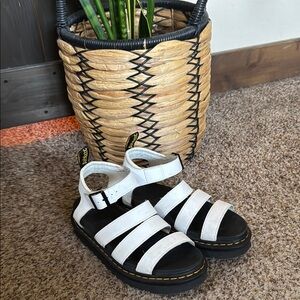 Dr. Martens Black and White Strappy Sandals